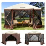 VEVOR Tente d'abri de camping pop up, pare soleil à 6 côtés avec fenêtres en maille, sac de transport portable, piquets de sol, grandes tentes ...
