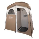 VEVOR Tente de Douche Camping 210,8x106,7x210,8 cm Cabine Douche Portable 2 Pièces Abri Intimité Extérieur avec Dessus Amovible, Poches, Corde de Suspension, Corde à Linge, Vestiaire pour Toilettes