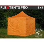 Tente pliante FleXtents PRO 3x3m Orange, avec 4 cotés