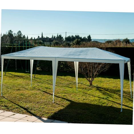 protente-254gnj-1.jpg Werka Pro – Tente de réception 3 x 6 m blanche – Armature tubulaire métal laqué – Toile en polyéthylène résistante – Hauteur 2,5 m – Image 1