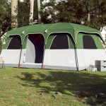 Très Grande Tente Familiale 10 Personnes Polyester 3 Chambres pour Camping en Groupe Vert – ComfortXL Outdoor Living