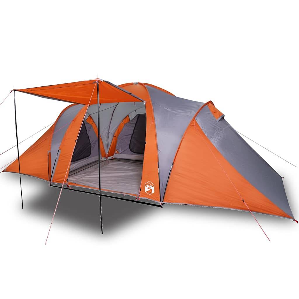 tente-3-chambres-156nyd-1.jpg Tente Dôme 6 Personnes 3 Chambres Spacieuses pour Camping en Famille Gris et Orange – ComfortXL Outdoor Living – Image 1