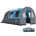Tente pliable pour 3 personnes avec 2 chambres et sac de transport imperméable 480 x 260 x 200 cm Gris | Leroy Merlin