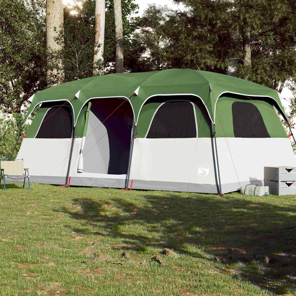tente-3-chambres-921wnc-1.jpg Très Grande Tente Familiale 10 Personnes Polyester 3 Chambres pour Camping en Groupe Vert – ComfortXL Outdoor Living – Image 1