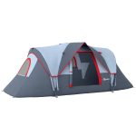 Tente tunnel familiale 5 à 6 personnes gris, imperméable et ventilée. Montage facile, grande porte et fenêtres pour le camping et randonnée. | Leroy Merlin
