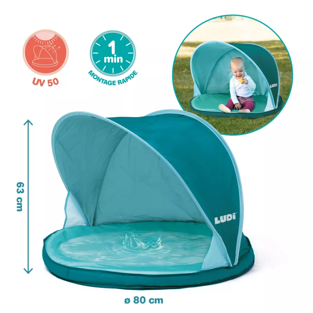 tente-bebe-413ylj.webp Abribaby anti UV Tente Pataugeoire Bébé Naissance LUDI – Image 1