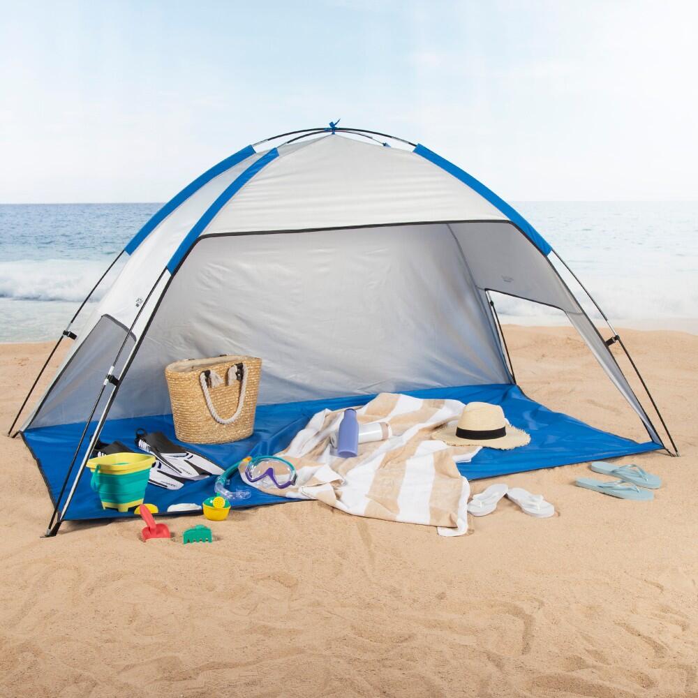 tente-decathlon-plage-574dbd-1.jpg Tente coupe vent et plage Aktive pour 2 personnes UV50 avec fenêtres et sol – Image 1