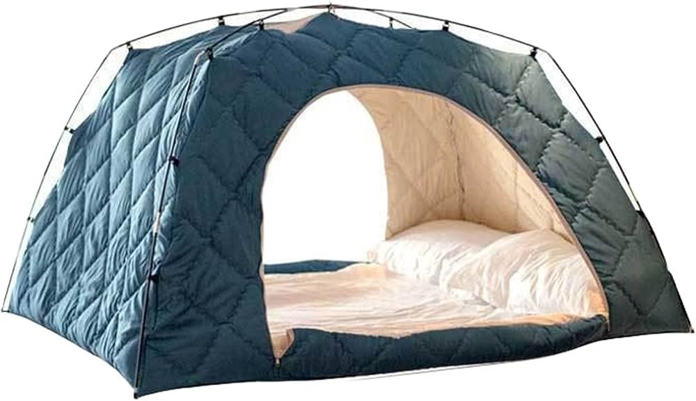 tente-hiver-435iku-1.jpg Tente de lit, légère et chaude pour adulte, tente d'hiver respirante et confortable avec 2 portes (bleu foncé, 200 x 150 x 120 cm) : Amazon.fr: Sports et Loisirs – Image 1