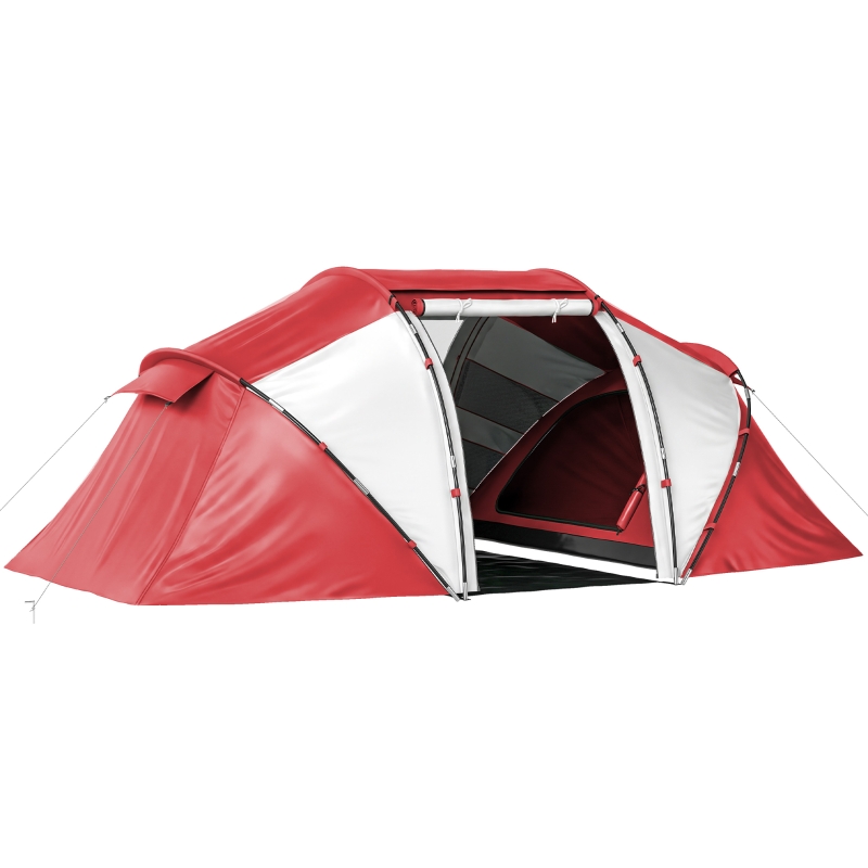 tente-legere-460ejb-1.jpg Outsunny Tente de camping familiale 4 6 personnes tente dôme étanche légère, ventilée 2 cabines fenêtre grande porte gris rouge | Aosom France – Image 1