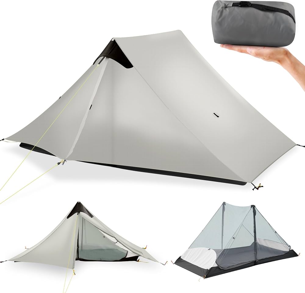 tente-legere-781xnj-1.jpg Tente de randonnée ultralégère 3 saisons pour 2 personnes, tente de camping LanShan légère pour camping, trekking, kayak, escalade, randonnée, 2 personnes/gris blanc : Amazon.fr: Sports et Loisirs – Image 1