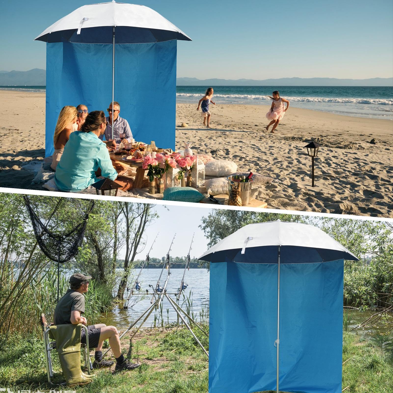 tente-parapluie-299sxs-1.jpg Tente de parapluie imperméable, abri de parasol de piscine | tente de jardin, tente de filet de parapluie, tente d'ombrage de pêche, abri de pêche, ... – Image 1