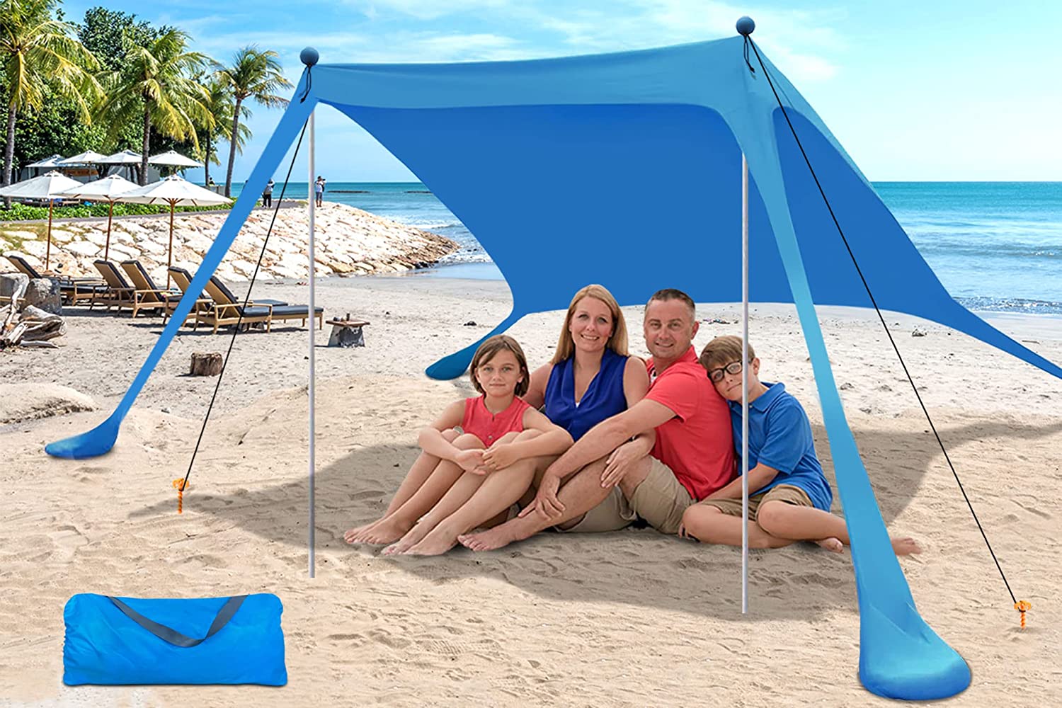 tente-pour-la-plage-098hin-1.jpg Auvent de plage, tente de plage, abri solaire portable, installation facile pour le camping en plein air, la pêche, 200 x 160 x 150 cm – Image 1
