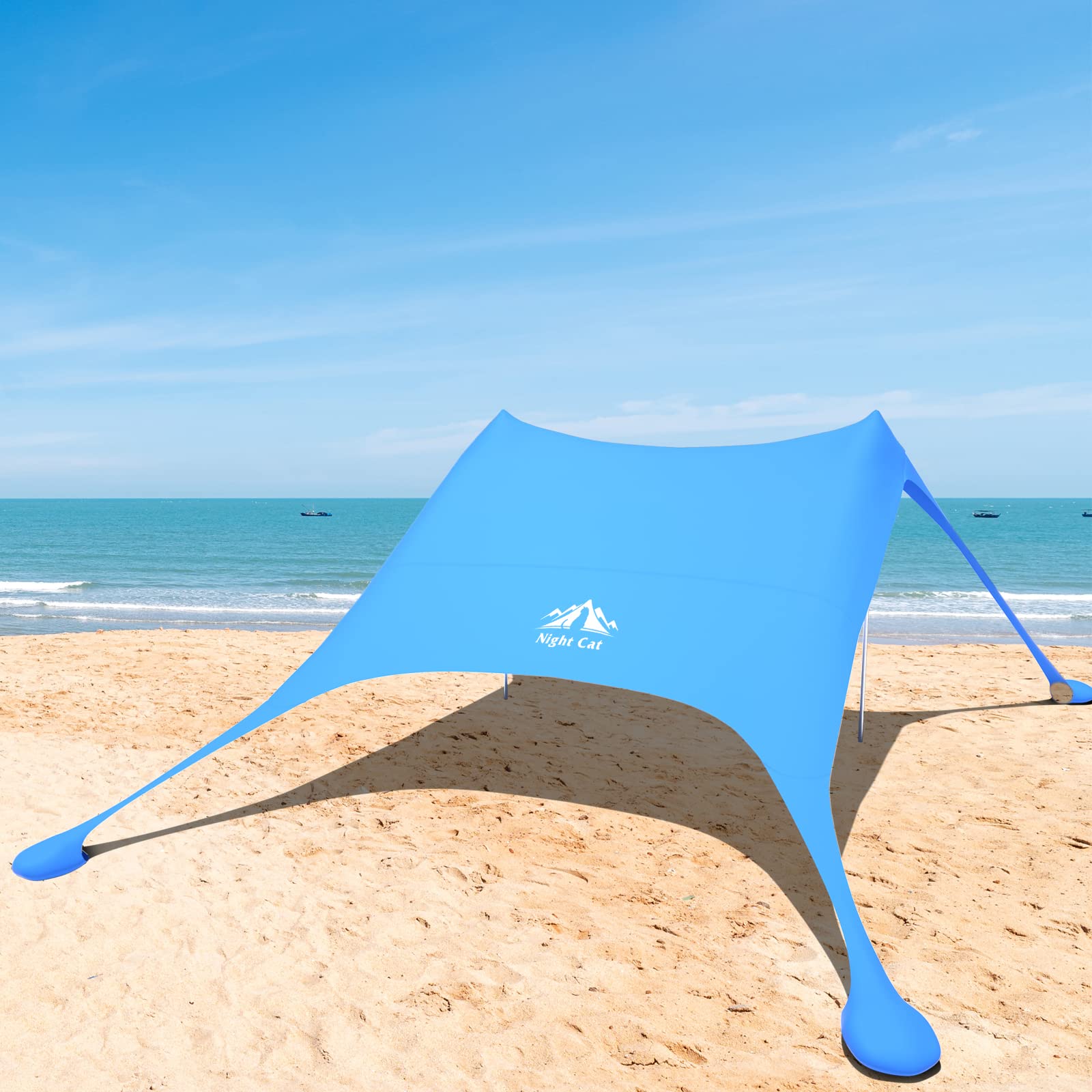 tente-pour-la-plage-753odz-1.jpg Night Cat Lycra Abris de Plage: Protection UV UPF50+ | Anti Vent avec Sacs de Sable avec Sac de Sable Ancres Plage Pique Nique Pêche Camping : ... – Image 1