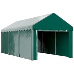 Tente garage verte 3 x 6 m étanche et anti UV avec 2 portes enroulables