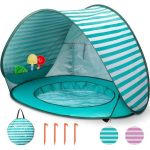 Tente de plage pour bébé Tente solaire pop up Jouer et se détendre Avec piscine intégrée Pliable et compacte Verte