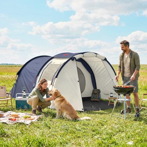tente-tunnel-330cqn-1.jpg Tente tunnel pour 4 personnes, tente familiale avec fenêtres dans la chambre et le séjour, tapis de sol, hauteur sous plafond 3000 mm, colonne d'eau – Image 1
