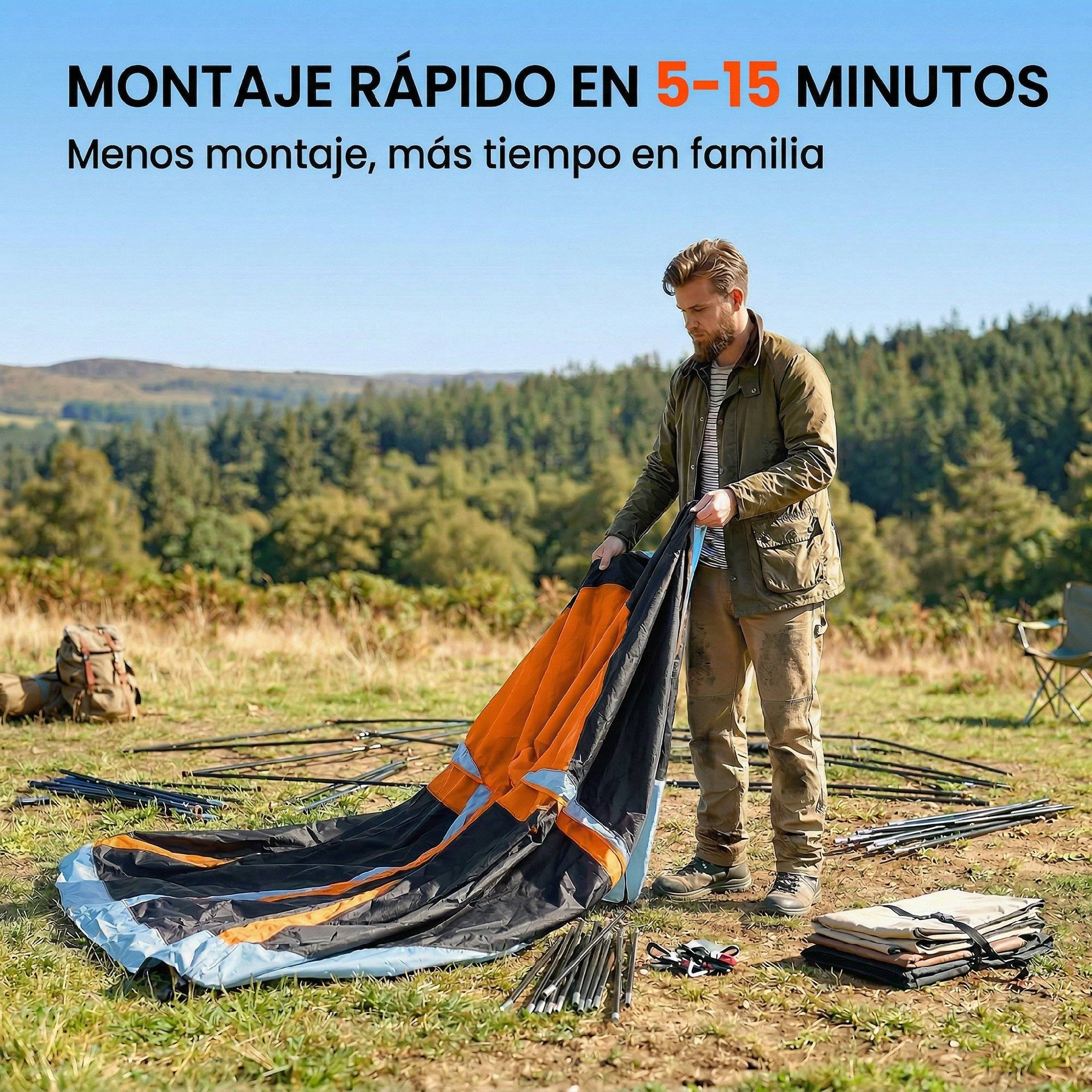 tente-tunnel-863slk-1.jpg Tente Tunnel Familiale Polyester Camping 2 4 Personnes Imperméable 3000mm ComfortXL Outdoor Living Jardiland – Image 1