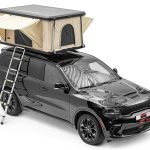 Dragon Winch Tente de Toit pour Voiture 2 Personnes Toit Rigide en Aluminium avec Matelas, échelle télescopique, Poches pour Accessoires et ...